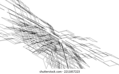 Ilustración vectorial 3d de arquitectura moderna