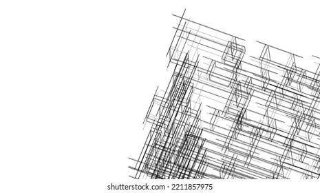 Ilustración vectorial 3d de arquitectura moderna
