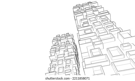 Ilustración vectorial 3d de arquitectura moderna