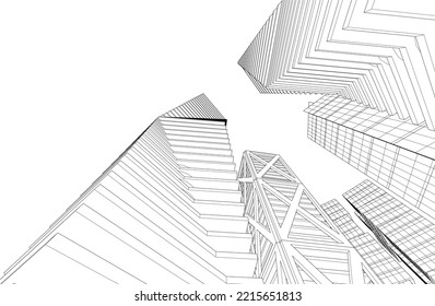 Modern architecture vector 3d illustration