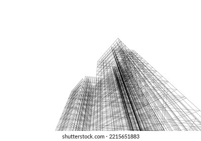 Ilustración vectorial 3d de arquitectura moderna