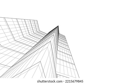Ilustración vectorial 3d de arquitectura moderna