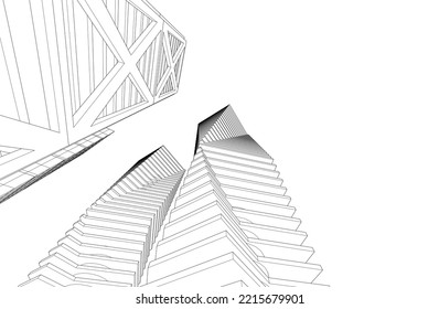 Ilustración vectorial 3d de arquitectura moderna