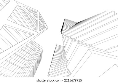 Modern architecture vector 3d illustration