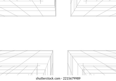 Ilustración vectorial 3d de arquitectura moderna