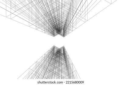 Ilustración vectorial 3d de arquitectura moderna
