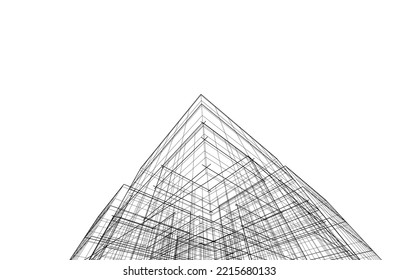 Ilustración vectorial 3d de arquitectura moderna