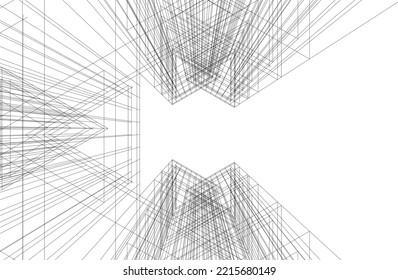 Ilustración vectorial 3d de arquitectura moderna