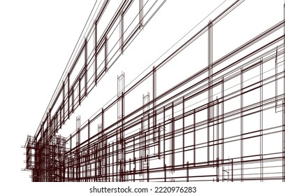 Ilustración vectorial 3d de arquitectura moderna