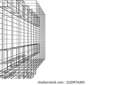 Ilustración vectorial 3d de arquitectura moderna