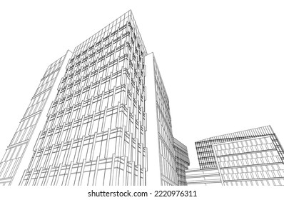 Modern architecture vector 3d illustration
