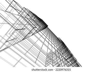 Ilustración vectorial 3d de arquitectura moderna