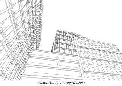 Ilustración vectorial 3d de arquitectura moderna