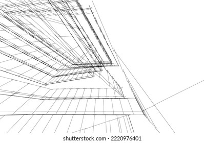 Ilustración vectorial 3d de arquitectura moderna