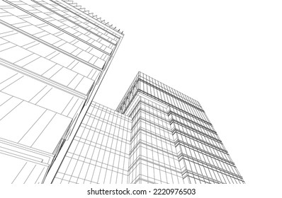 Modern architecture vector 3d illustration