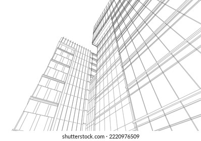 Ilustración vectorial 3d de arquitectura moderna