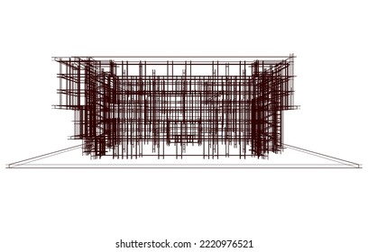 Ilustración vectorial 3d de arquitectura moderna