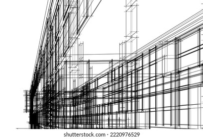Ilustración vectorial 3d de arquitectura moderna