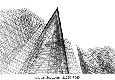 Ilustración vectorial 3d de arquitectura moderna