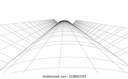 Ilustración vectorial 3d de arquitectura moderna