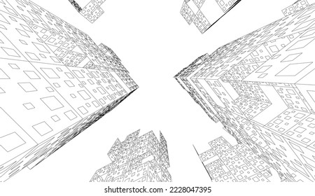 Ilustración vectorial 3d de arquitectura moderna