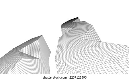 Ilustración vectorial 3d de arquitectura moderna