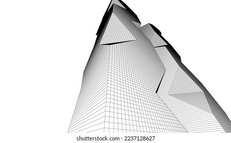 Ilustración vectorial 3d de arquitectura moderna