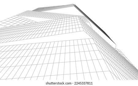Ilustración vectorial 3d de arquitectura moderna