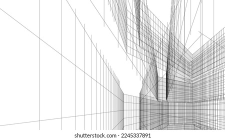 Ilustración vectorial 3d de arquitectura moderna