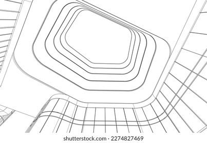 Ilustración vectorial 3d de arquitectura moderna