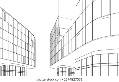 Modern architecture vector 3d illustration