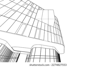 Ilustración vectorial 3d de arquitectura moderna