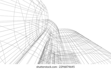 Ilustración vectorial 3d de arquitectura moderna