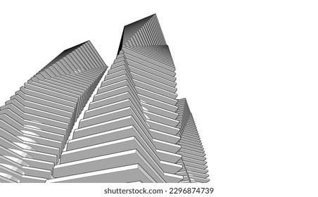 Ilustración vectorial 3d de arquitectura moderna