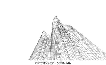 Modern architecture vector 3d illustration