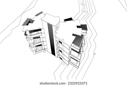 Modern architecture vector 3d illustration