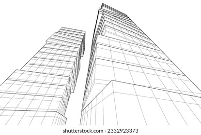 Modern architecture vector 3d illustration