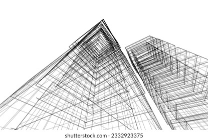 Modern architecture vector 3d illustration
