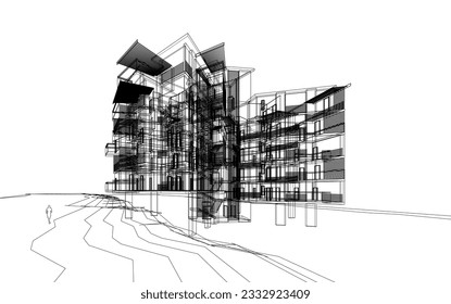 Modern architecture vector 3d illustration