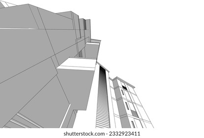 Modern architecture vector 3d illustration