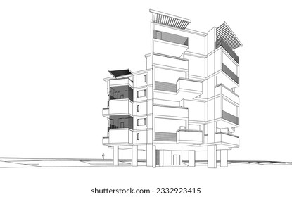 Modern architecture vector 3d illustration