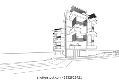 Modern architecture vector 3d illustration