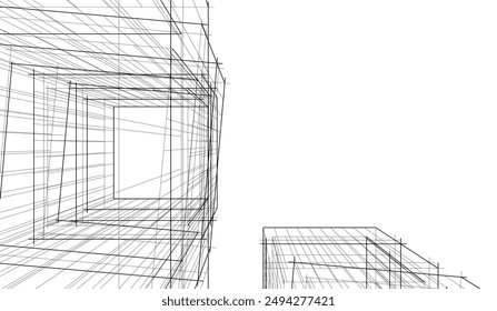 Modern architecture vector 3d illustration  