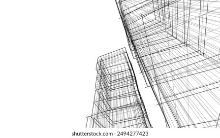 Modern architecture vector 3d illustration  