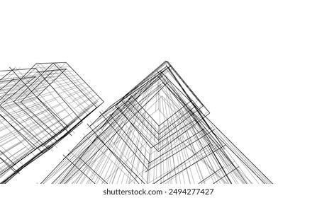 Modern architecture vector 3d illustration  