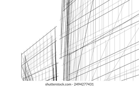Moderne Architektur Vektorgrafik 3D Illustration  