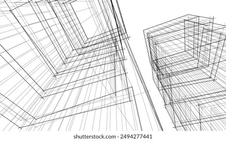 Modern architecture vector 3d illustration  