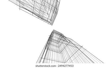 Ilustración 3d de Vector de arquitectura moderna  