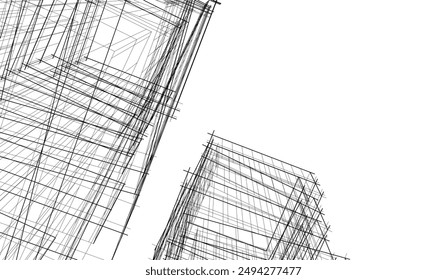Modern architecture vector 3d illustration  