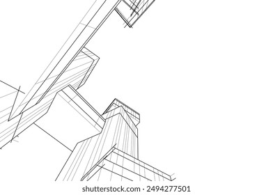 Ilustración 3d de Vector de arquitectura moderna  